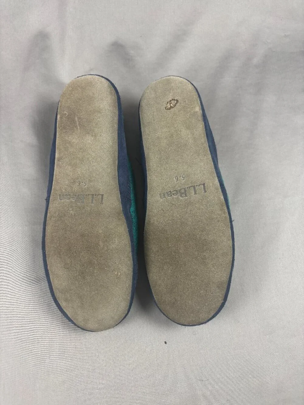 L.L. Bean Sweater Fleece Slippers Kids 5-6 Blue S'mores Motif Embroidered